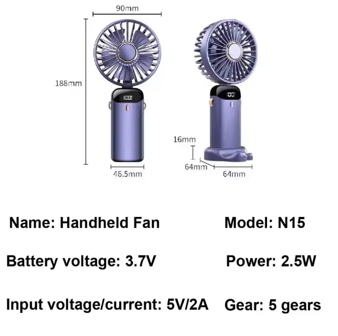 Rechargeable Hand Fan With LED Display